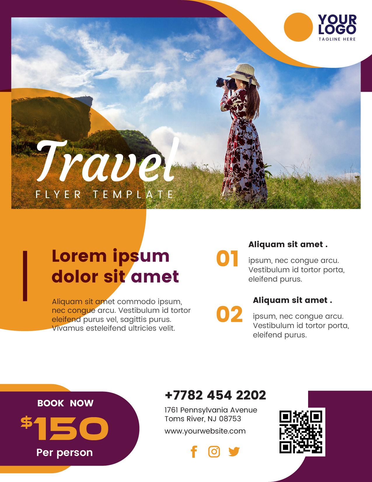 Travel poster template concept