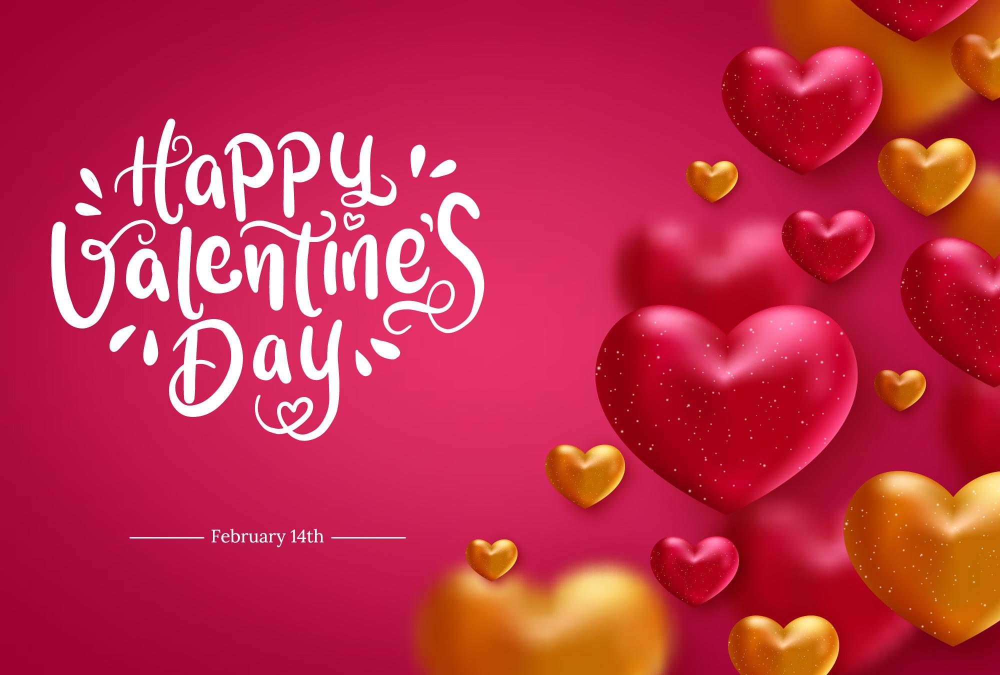 Happy valentines day text with hearts background
