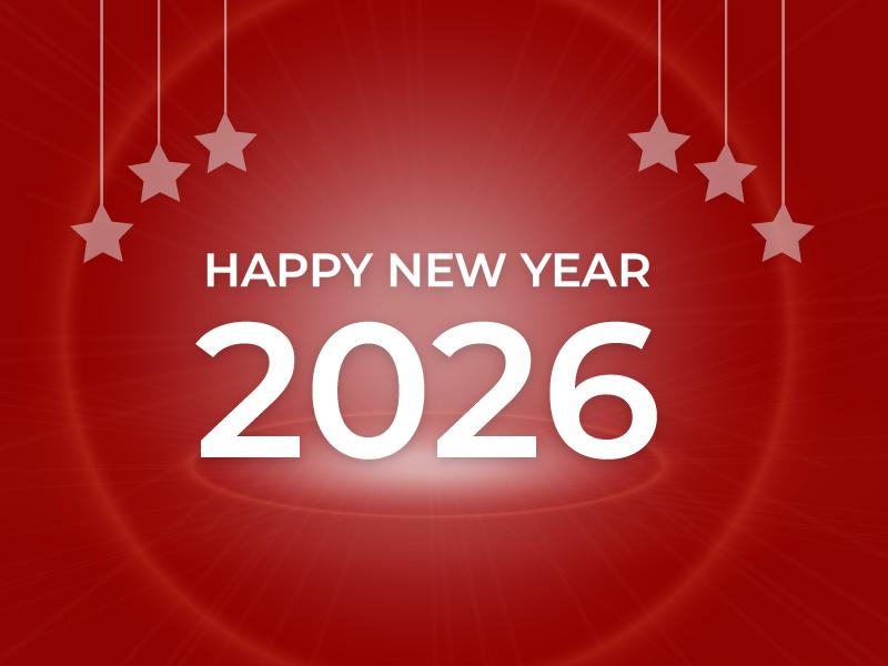Happy New Year 2026 Red Banner Design | Festive Celebration Social Media Post Template