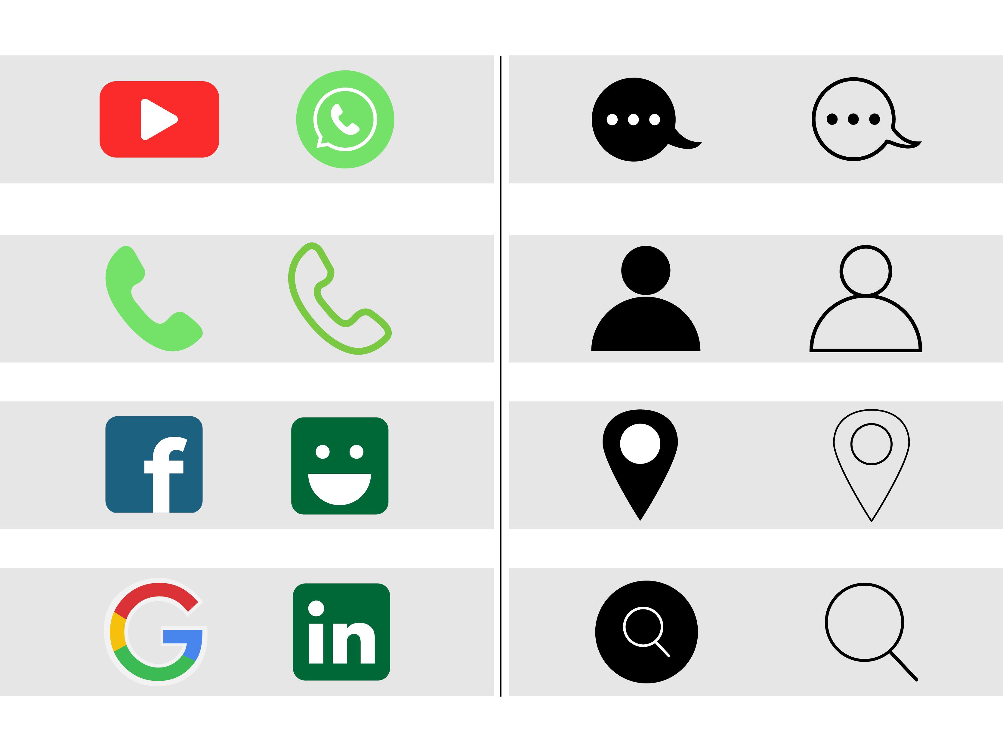 Modern Filled & Outline Social Media Icon Set