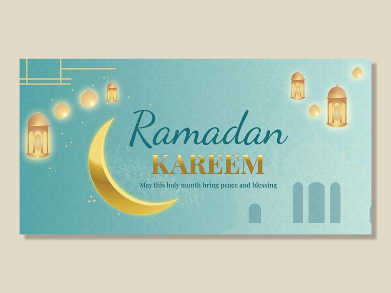 Ramadan Kareem 2026 Facebook Cover | Elegant Golden Islamic Banner Desig